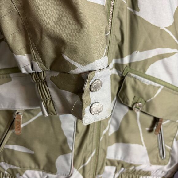 Roxy Women's Snow Ski Coat Winter Jacket Green Grey Floral Hooded Size Large - Picture 7 of 14
